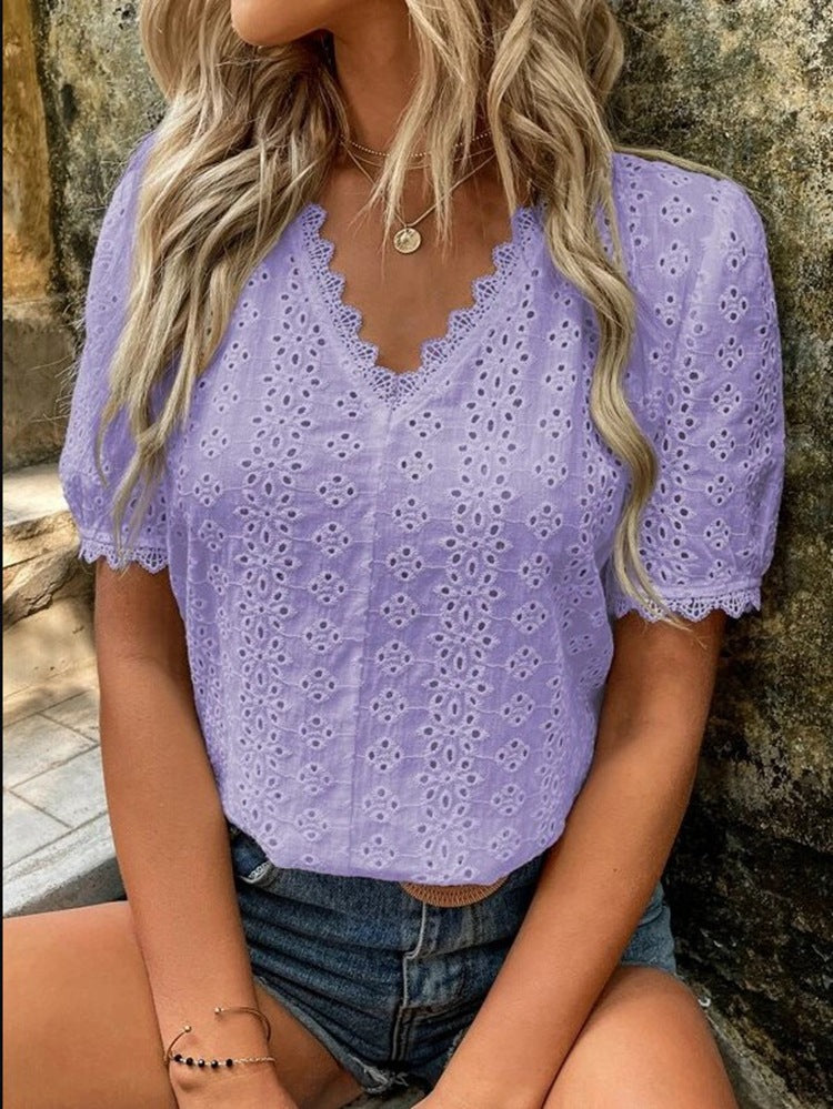 Damen Bluse mit Lochstickerei Heidi-Mode