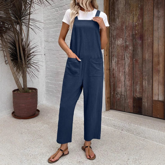 Damen Modische Latzhose mit weit geschnittenem Bein und praktischen Taschen Heidi-Mode