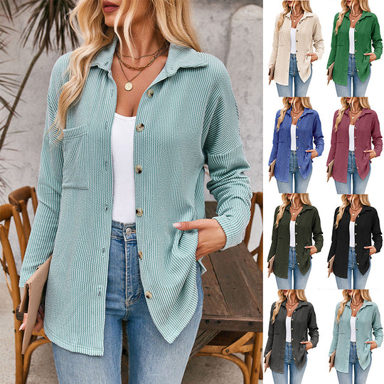 Damen lässige Strickjacke mit Knopfleiste Heidi-Mode