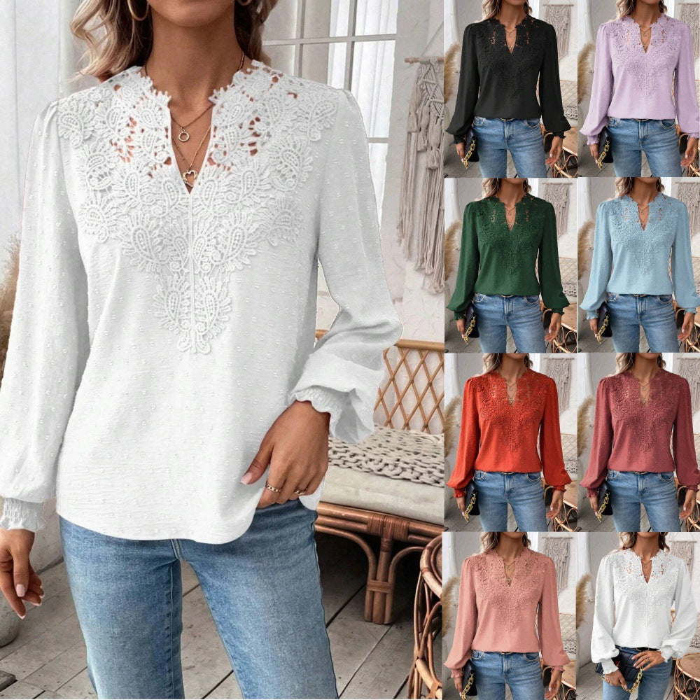 Damen elegante Bluse mit kunstvollen Spitzenverzierungen Heidi-Mode