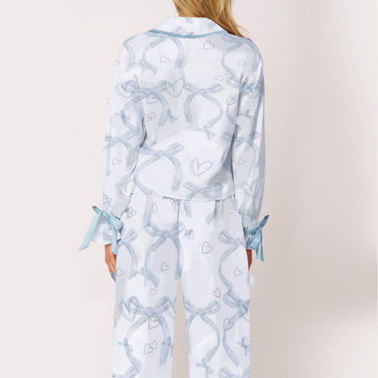 Damen Schlafanzug-Set mit niedlichen Schleifenmotiven Heidi-Mode