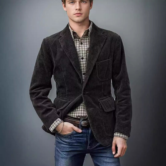 Herren modischer Cordblazer mit mehreren Taschen und eleganter Passform Heidi-Mode