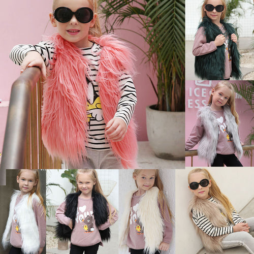 Damen Flauschige Kunstfell-Weste mit hohem Kragen Heidi-Mode