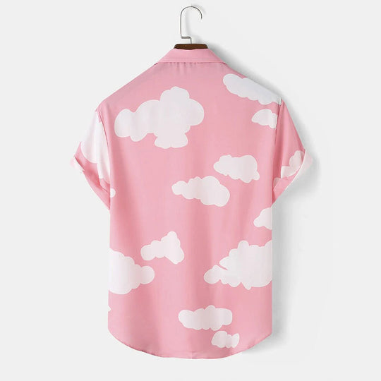 Herren Kurzarmhemd mit Wolkenmuster Heidi-Mode