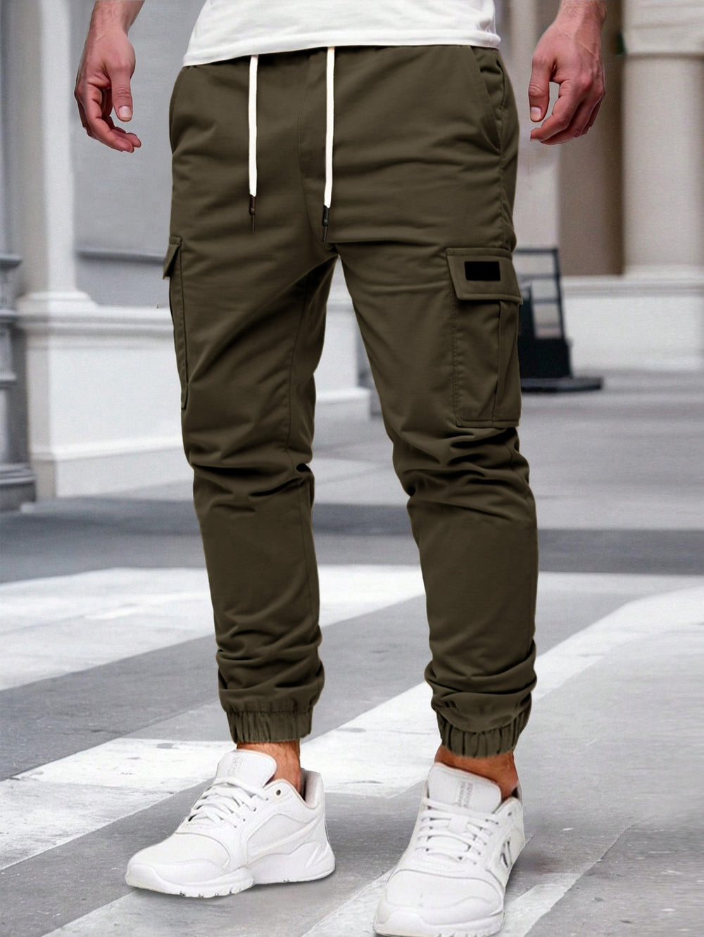 Herren Cargo-Hose mit elastischem Bund und multifunktionalen Taschen Heidi-Mode