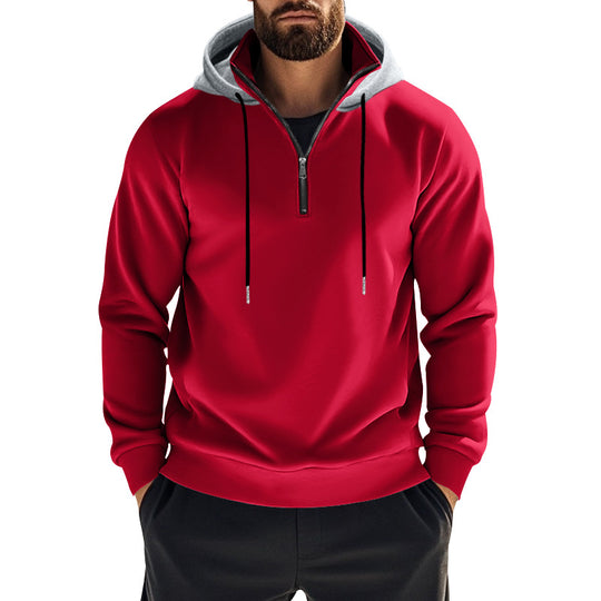 Herren Kapuzenpullover mit kurzer Reißverschlussöffnung und atmungsaktiver Struktur Heidi-Mode
