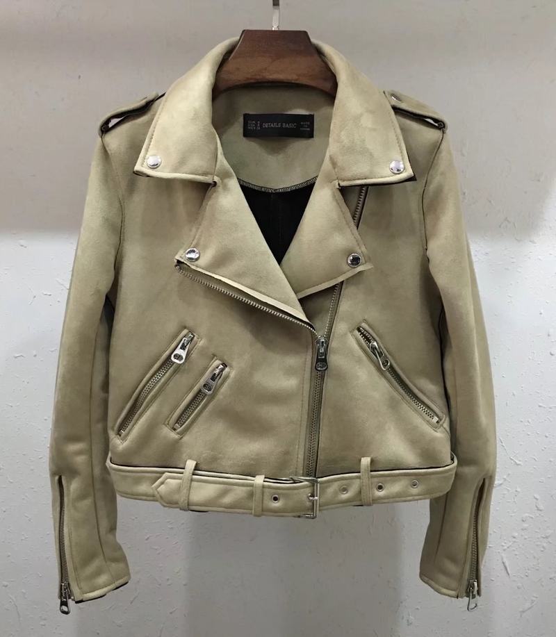 Damen Bikerjacke aus hochwertigem Wildleder mit stilvollen Reißverschlussdetails Heidi-Mode