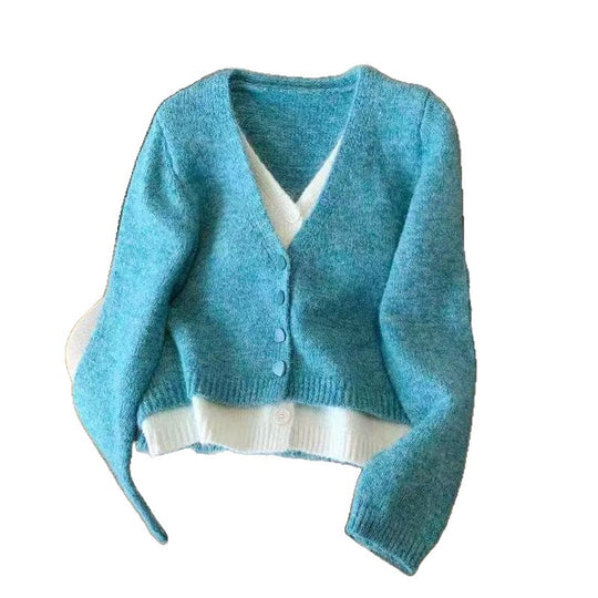 Damen modische Strickjacke mit elegantem V-Ausschnitt und Knopfdetails Heidi-Mode