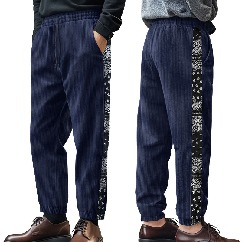 Herren Freizeit-Hose mit elastischem Bund und stylischem Bandana-Design Heidi-Mode