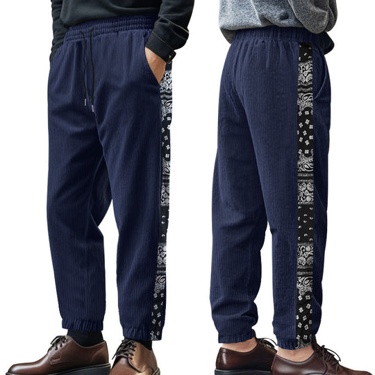 Herren Freizeit-Hose mit elastischem Bund und stylischem Bandana-Design Heidi-Mode