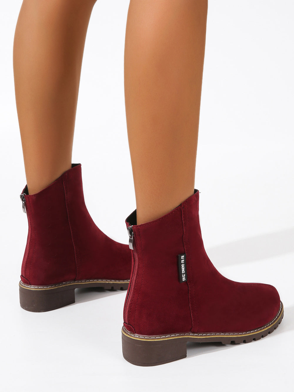 Damen Modische Ankle Boots aus Wildleder mit Reißverschluss Heidi-Mode