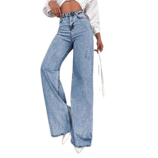 Damen Weite Flared Jeans mit hohem Bund und modischen Rissdetails Heidi-Mode