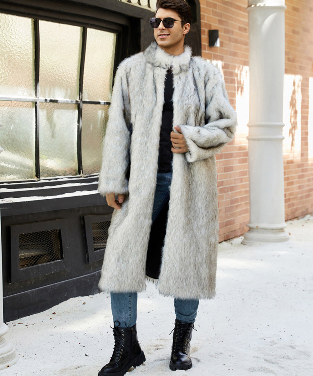 Herren Eleganter und kuscheliger Langmantel aus Kunstfell Heidi-Mode