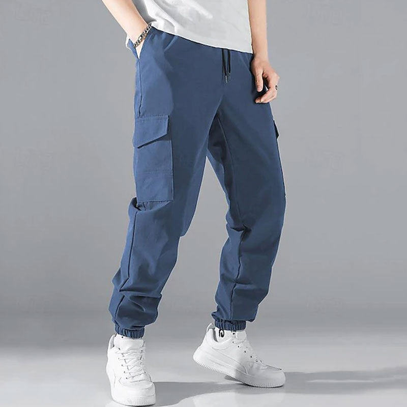 Herren Cargo-Hose mit elastischem Bund und multifunktionalen Taschen Heidi-Mode