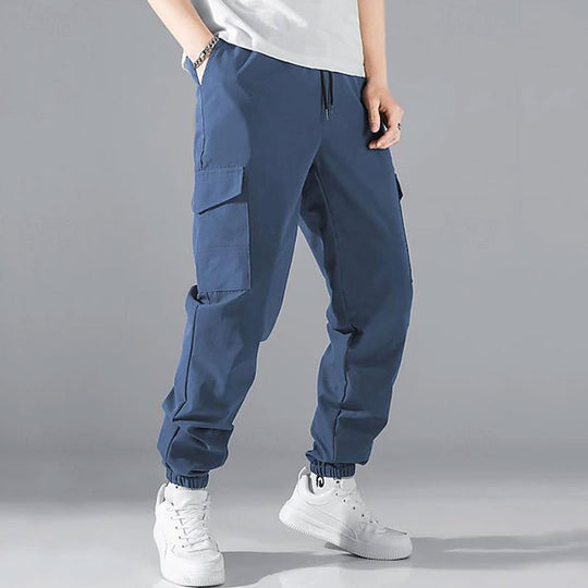 Herren Cargo-Hose mit elastischem Bund und multifunktionalen Taschen Heidi-Mode