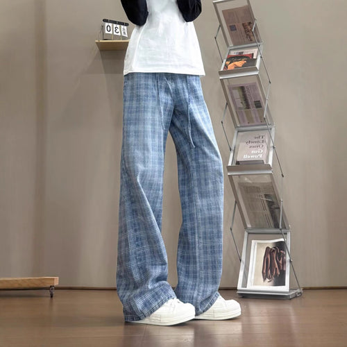 Damen weit geschnittene Karottenhose mit modernem Karo-Design Heidi-Mode