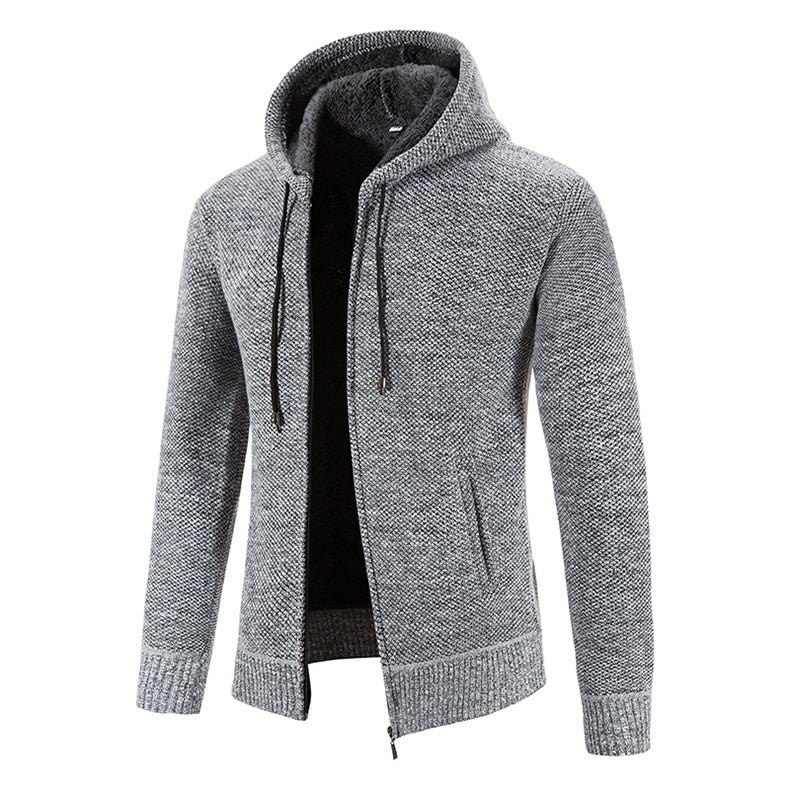 Herren Strickjacke mit moderner Kapuze und strukturiertem Design Heidi-Mode