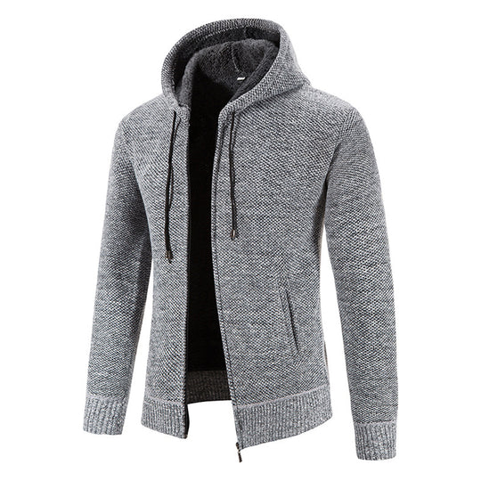 Herren Strickjacke mit moderner Kapuze und strukturiertem Design Heidi-Mode