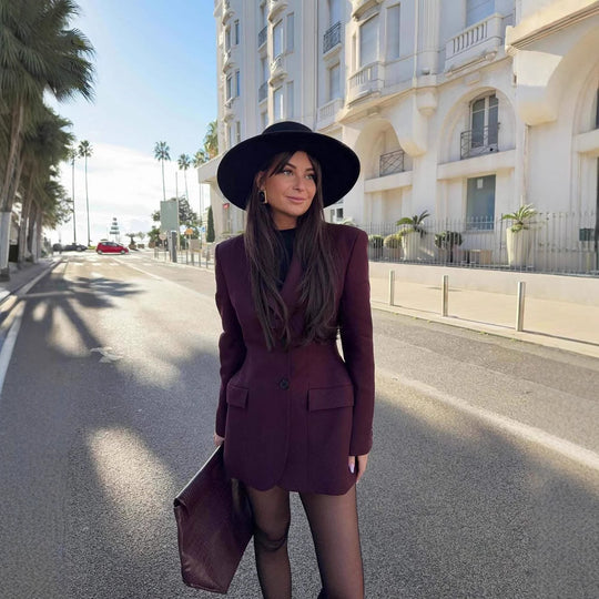 Damen Oversized Blazer aus hochwertigem Stoff mit modernen Taschen Heidi-Mode