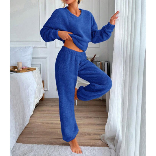 Damen Kuscheliges Fleece-Lounge-Set mit elastischem Bund Heidi-Mode