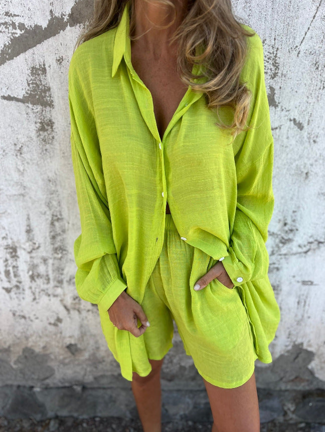 Damen Blusen-Shorts-Set mit Oversize-Schnitt – Heidi-Mode