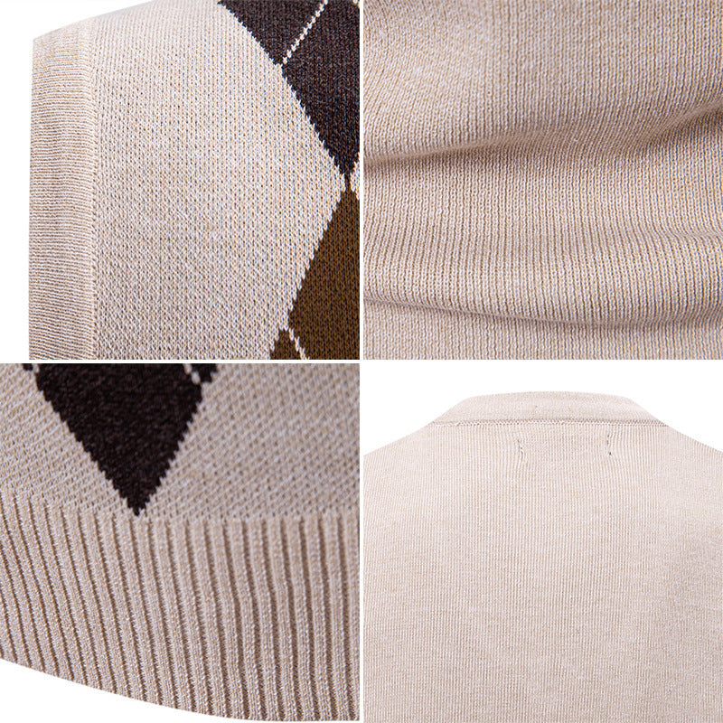 Herren ärmellose Strickweste mit klassischem Rautenmuster Heidi-Mode