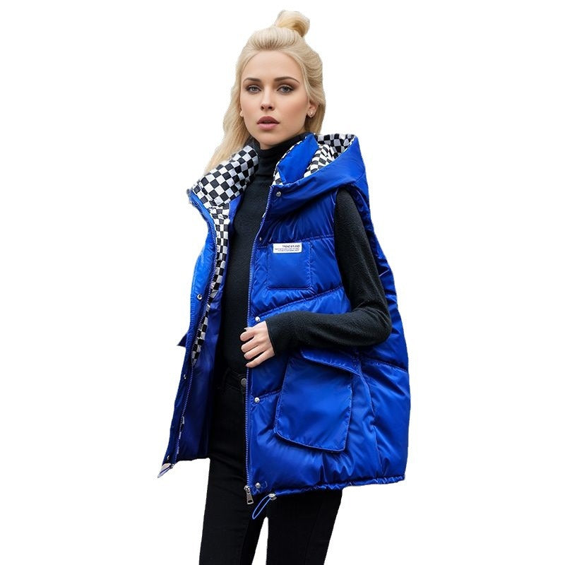 Damen gesteppte Winterweste mit verstellbarer Kapuze und praktischen Taschen Heidi-Mode