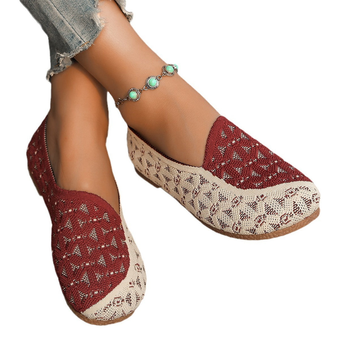 Damen Atmungsaktive Slip-On Schuhe mit modischem Strickdesign Heidi-Mode
