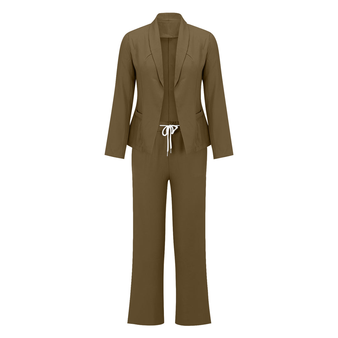 Damen eleganter Jumpsuit mit Blazer-Optik und verstellbarem Taillenzug Heidi-Mode