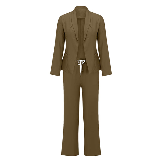 Damen eleganter Jumpsuit mit Blazer-Optik und verstellbarem Taillenzug Heidi-Mode