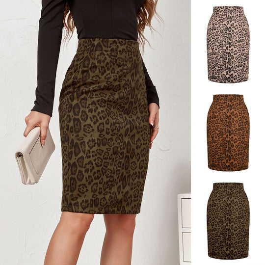 Damen Bleistiftrock mit Leoparddruck Heidi-Mode