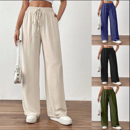 Damen Weit geschnittene Sommerhose mit elastischem Bund und Kordelzug Heidi-Mode