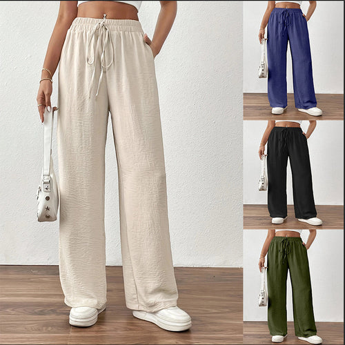 Damen Weit geschnittene Sommerhose mit elastischem Bund und Kordelzug Heidi-Mode