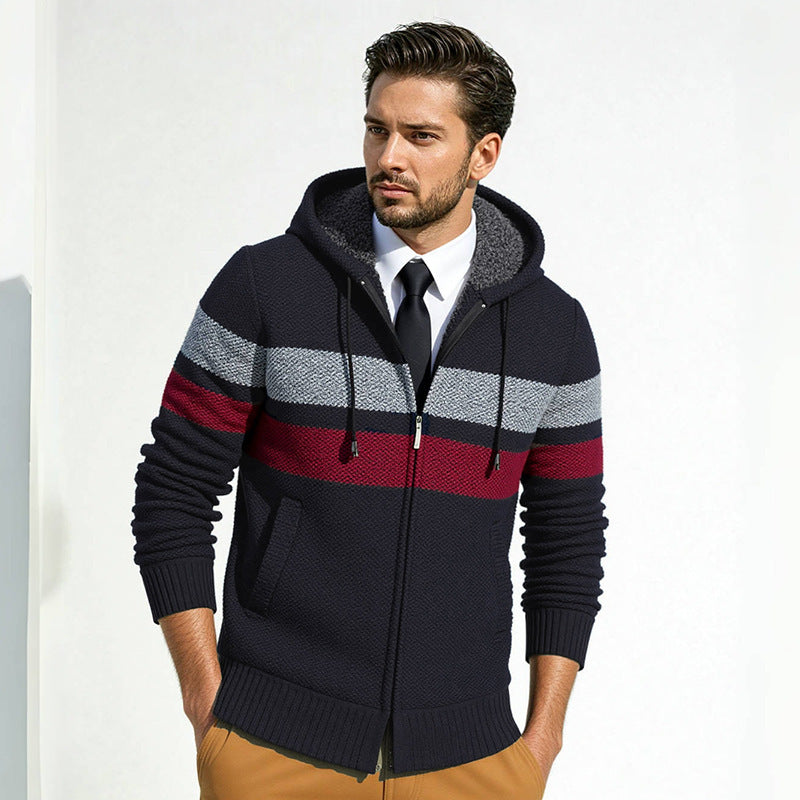 Herren Strickjacke mit modernem Kordelzug und stilvollem Muster Heidi-Mode
