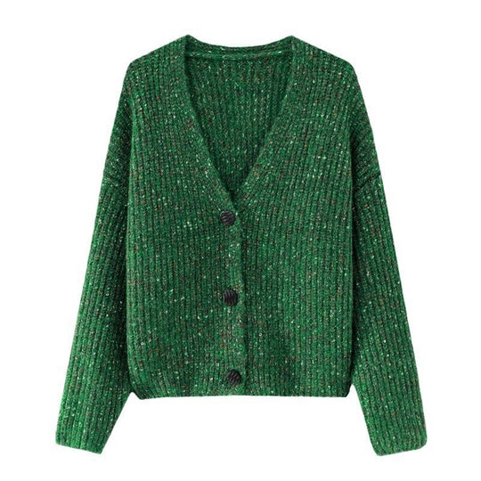 Damen Kuscheliger Grobstrick-Cardigan mit Knopfdetail und weitem Schnitt Heidi-Mode