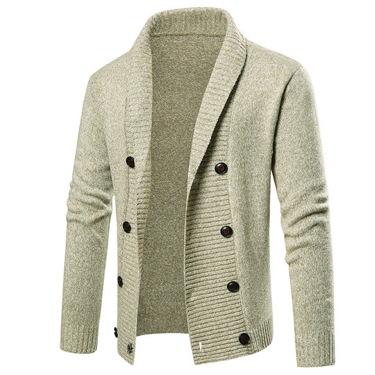 Herren hochwertige Strickjacke mit großem Revers und Knopfdetail Heidi-Mode