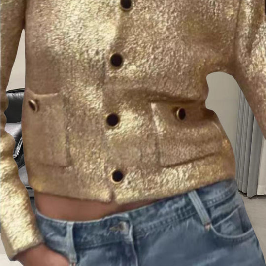 Damen Elegante Strickjacke mit luxuriösem Glitzer und praktischen Taschen Heidi-Mode