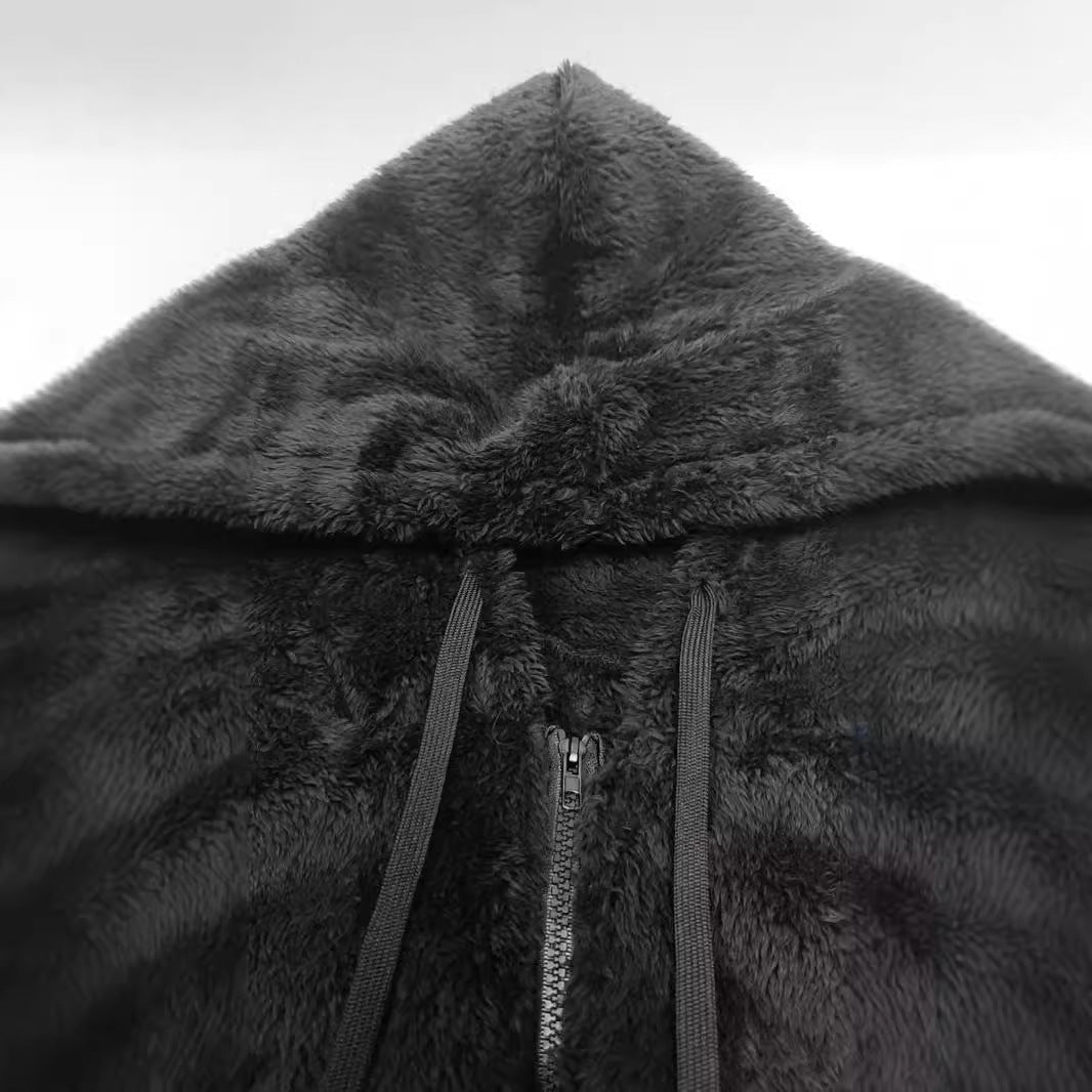 Damen kuschelige Fleecejacke mit Kapuze und seitlichen Taschen Heidi-Mode