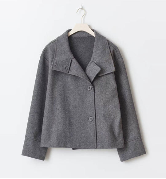 Damen Übergangsjacke mit modernem Reverskragen und eleganten Knopfdetails Heidi-Mode