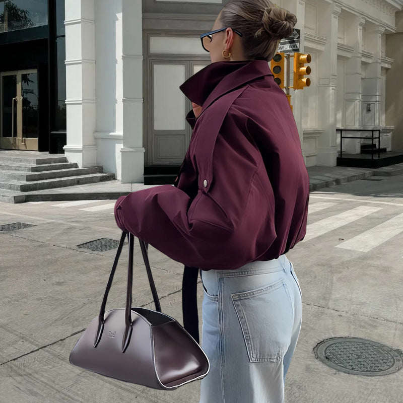 Damen Urbaner Parka mit hohem Stehkragen und innovativem Schnitt Heidi-Mode