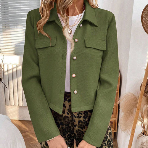 Damen modische Jacke mit strukturierten Stoff und praktischen Taschen Heidi-Mode