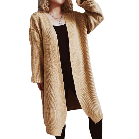 Damen lässiger Strickcardigan mit lässigen Oversize-Ärmeln und offenem Schnitt Heidi-Mode