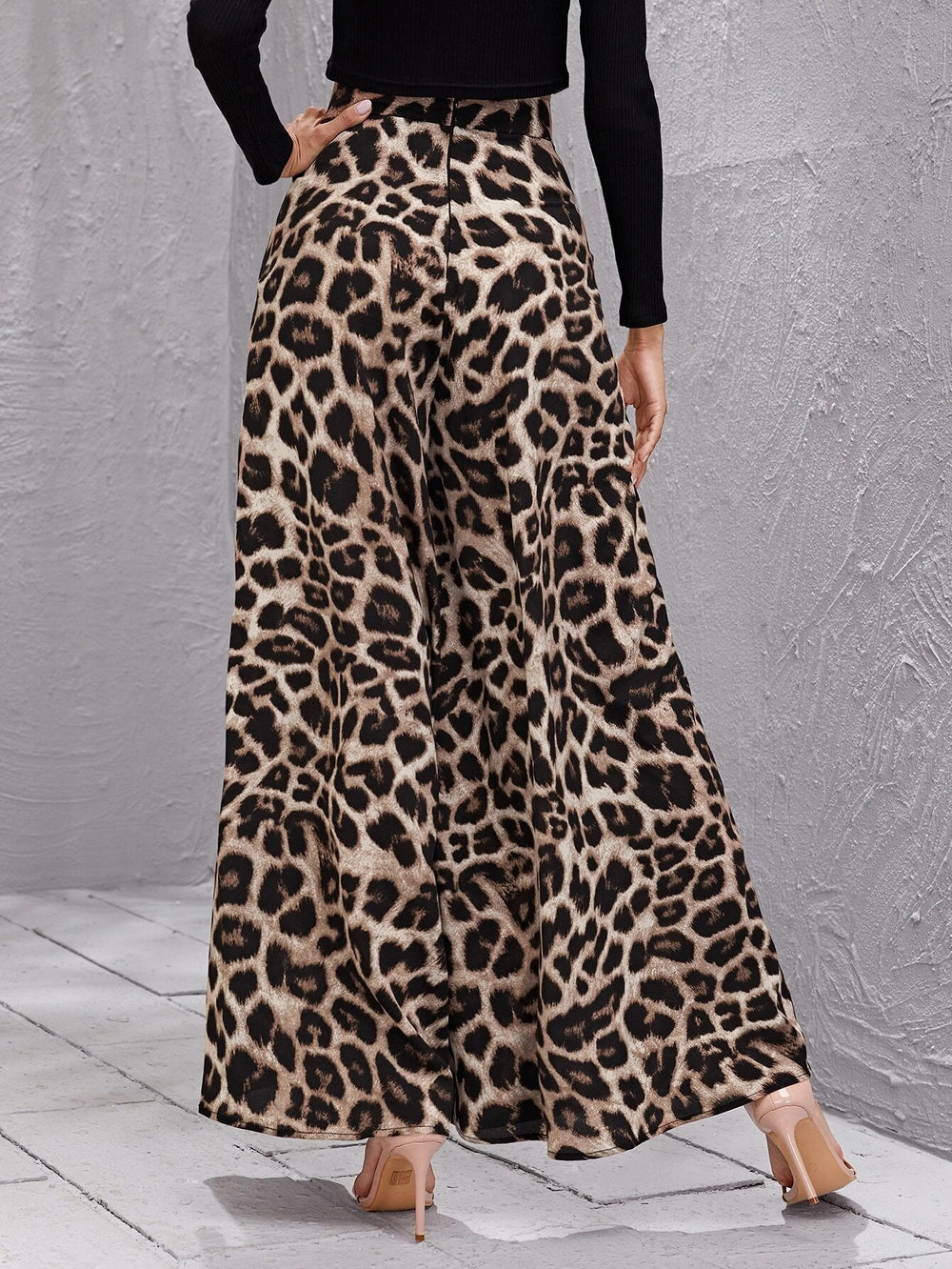 Damen Weitbeinige Hose im trendigen Leopardenmuster Heidi-Mode