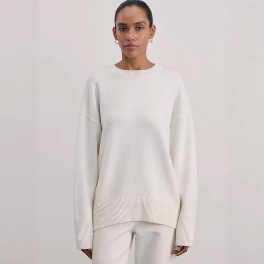 Damen weicher Strickpullover mit lässigem Schnitt und hochgeschlossenem Hals Heidi-Mode