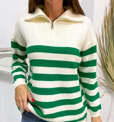 Damen Sweatshirt mit Stehkragen und Reißverschluss Heidi-Mode