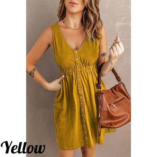 Damen Sommerliches Jerseykleid mit Knopfdetails und Tailliierung Heidi-Mode