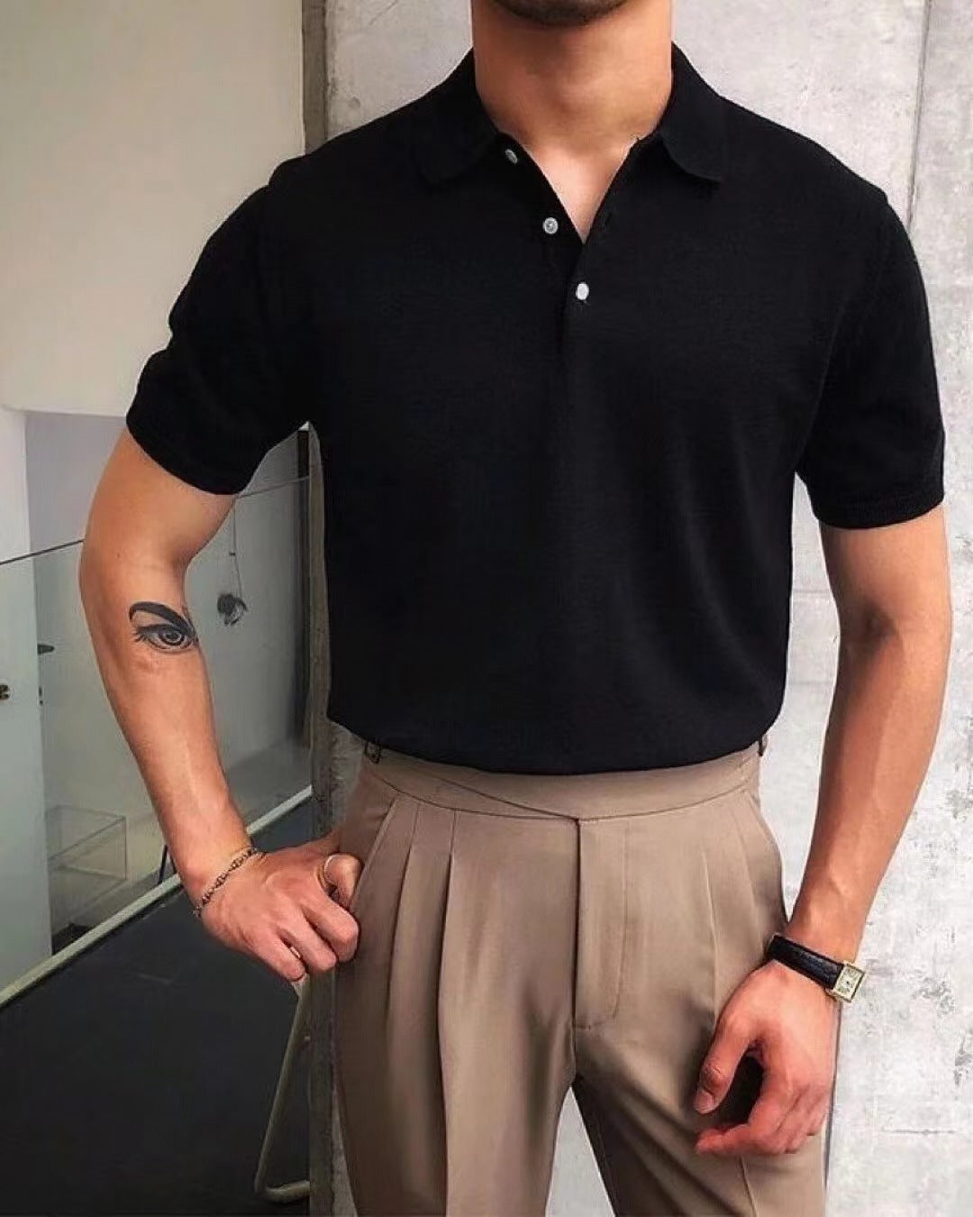 Herren Polo-Shirt aus atmungsaktiver Baumwolle mit elegantem Kragen Heidi-Mode