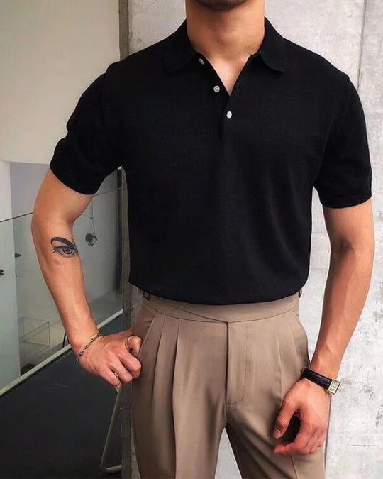 Herren Polo-Shirt aus atmungsaktiver Baumwolle mit elegantem Kragen Heidi-Mode