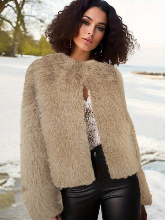Damen Kuschelige Fleecejacke mit Lockenstruktur Heidi-Mode
