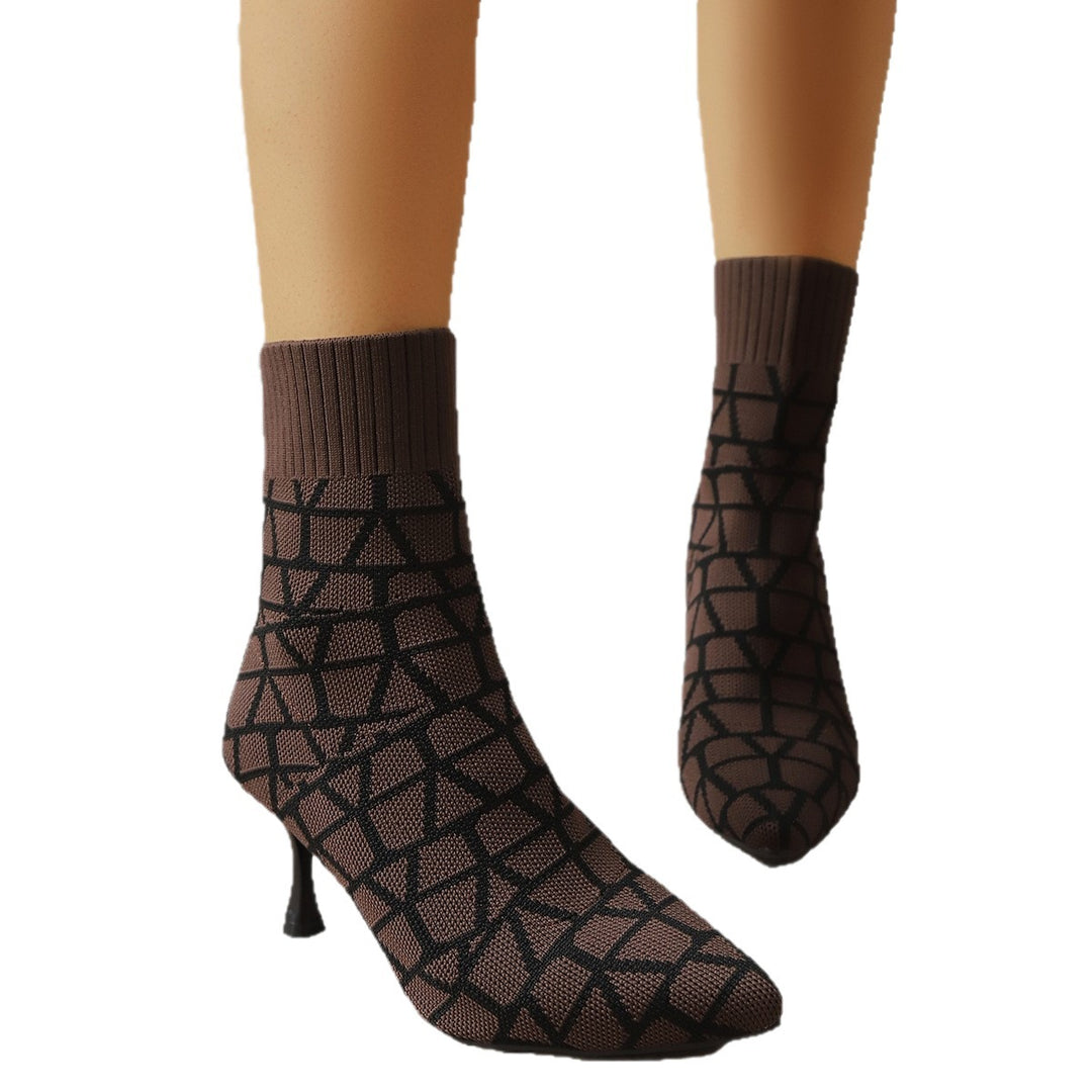 Damen Stiefelimitierte Sockenschuhe mit elegantem Absatz Heidi-Mode